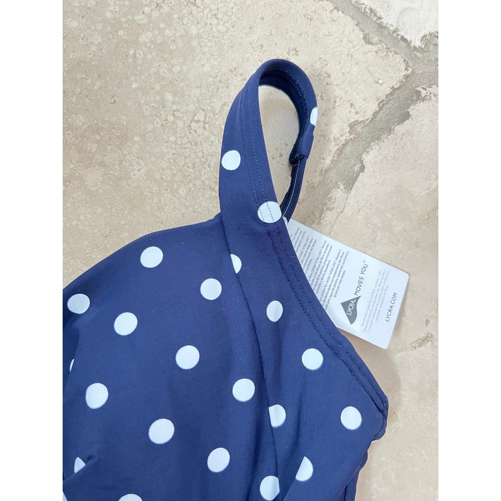 NEW Lands End Womens Size 12D Navy Polka Dot Twist Front Underwire Bikini Top - Picture 8 of 11